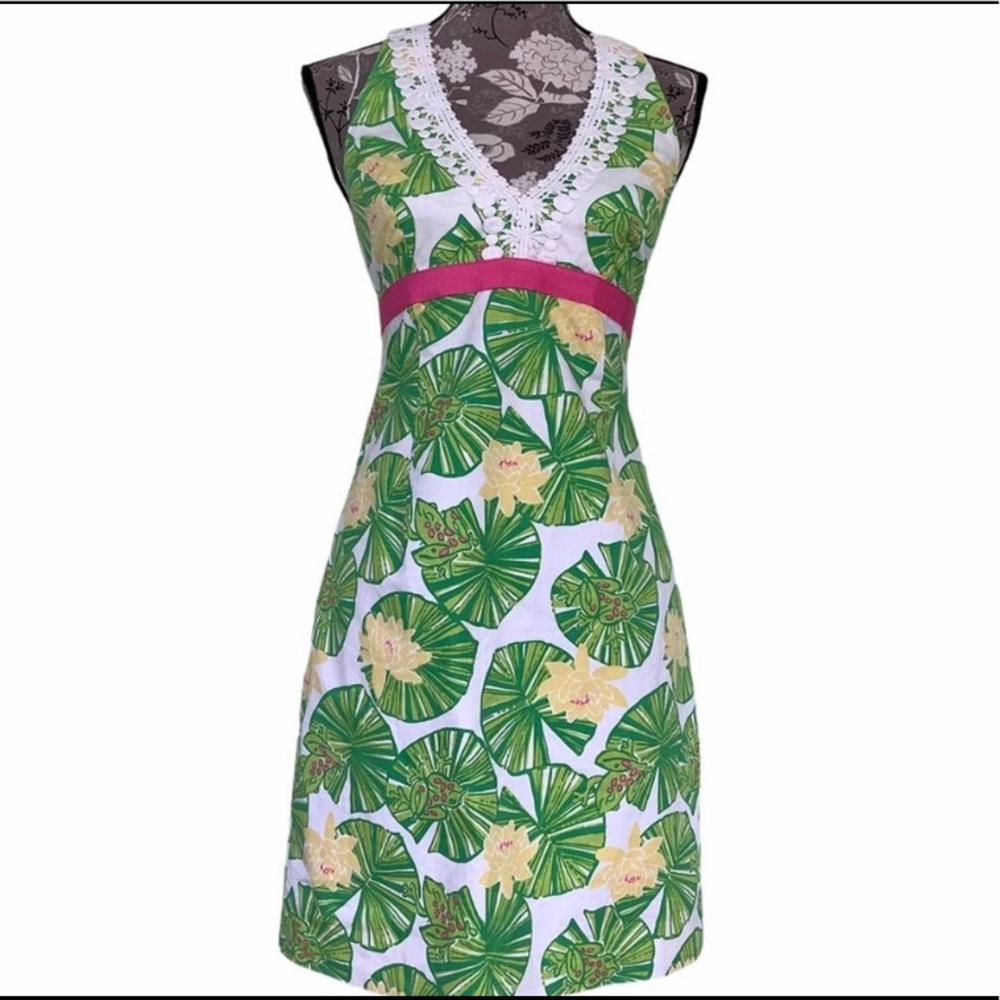 Lily Pulitzer Vintage Green & Yellow Leap Frog Halter Dress  | Size 6 |